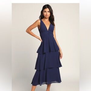 Lulu's Deep Blue Tiered Dress